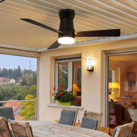 Ventilador de Techo, Lámpara Ventilador de Techo, Plafón Ventilador, 3 Aspas Negro, 6 Velocidades, para Cocina, Dormitorio, Sala (1/5)