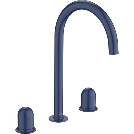 ROCA A5A3V3FP00 NU Grifo Bimando Lavabo con Manetas de Repisa Maneta Dome Azul Cobalto - ref: A5A3V3FP00