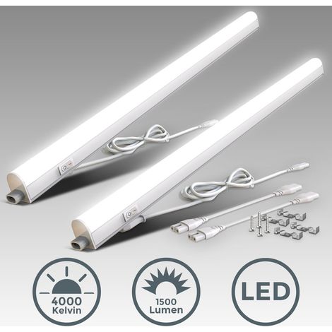 Unterbauleuchte 2er Set - 15W, 1500lm, LED, Stecker, erweiterbar, neutralweiß, weiß