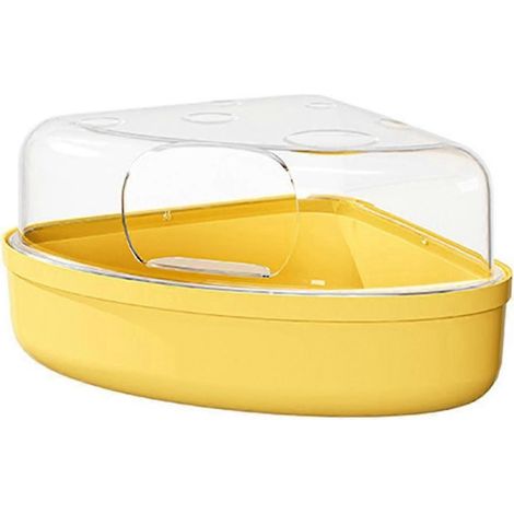 Sandbad für Hamster und Rennmäuse, Trockenbad, Käfigzubehör, robustes Hamsterbad, Kleintiertoilette für Frettchen-Small Yellow (1/5)