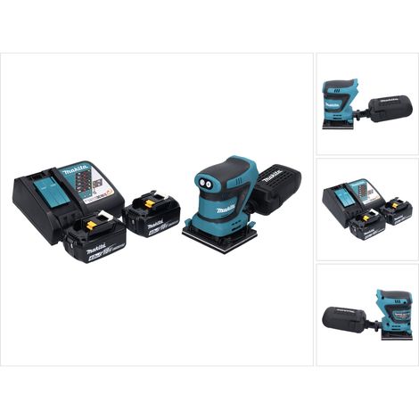Makita DBO 480 RM Akku Schwingschleifer 18 V 112 x 102 mm + 2x Akku 4,0 Ah + Ladegerät