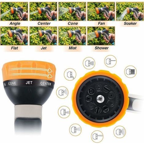 Pistolet de pulvérisation pour tuyau d'arrosage – 9 modèles réglables, buse de pulvérisation pour tuyau d'arrosage, pistolet à tête de tuyau robuste pour lavage de voiture, douche de jardin et animaux (1/4)