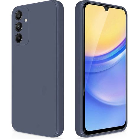 Coque pour Samsung Galaxy A15, Silicone Lite, bleu marine + verre 9H (1/3)