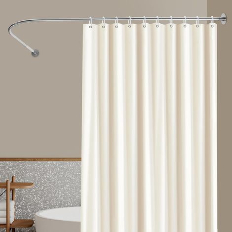 Tringle à rideau de douche 72-95 x 90-130 cm - Barre d'angle pour baignoire avec support mural - Barre de douche réglable en argent - Inoxydable et stable - Montage facile sans perçage (1/5)