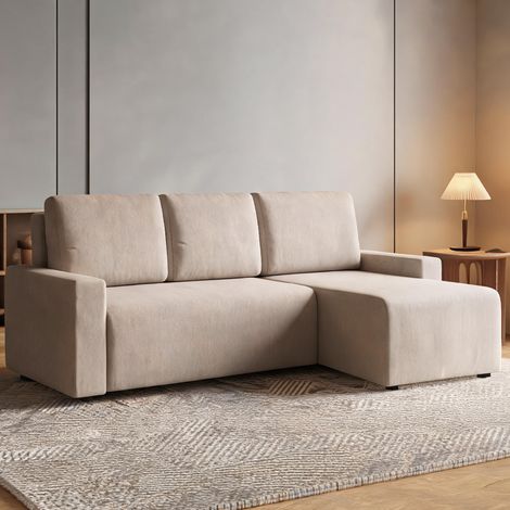 Canapé beige en polyester 226 x 125 x 86 cm (1/5)