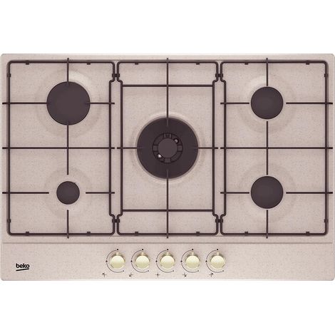 Beko HIAW 75224 SAVR Piano cottura Gas 75 cm 5 fuochi Bruciatore Wok 5000 W Accensione Elettronica colore Avena (1/2)