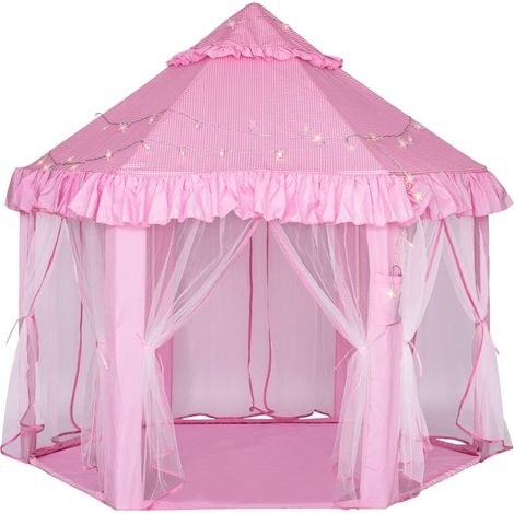 Tente de Jeu pour Filles - Grand Château Princesse Tentes de Jeu, Intérieur Extérieur Maison de Jeux Pop-up pour Enfants avec lumières étoilées Jouets Cadeaux pour 3 4 5 6 7 8 9 Ans Filles Garçons