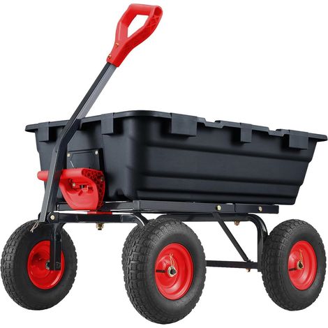 Fuleadture Chariot de jardin : Chariot robuste d'une capacité de charge de 360 ​kg — Chariot basculant en acier, idéal pour les jardins, les pelouses, les granges et les fermes.173x71x82cm (1/5)