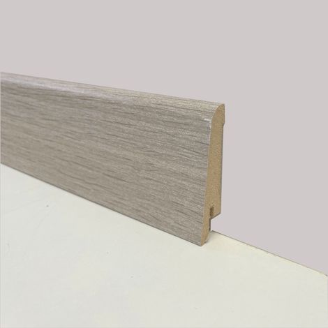 €1,69 - BATTISCOPA ZOCCOLINO in FIBRA DI LEGNO 60x15 Vari decori, Parquet, Laminati, SPC, LVT (prezzo al metro)-ROVERE GRIGIO (1/2)