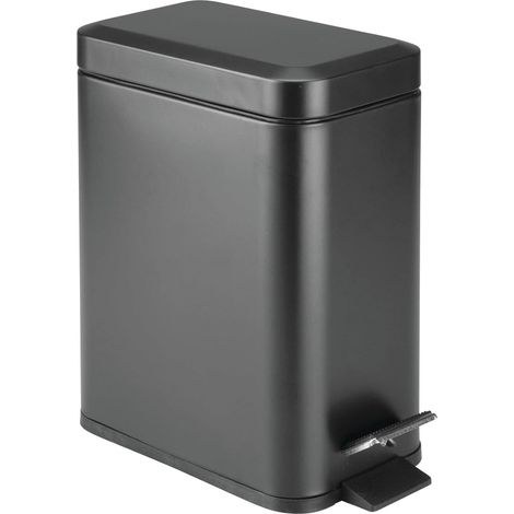 Poubelle rectangulaire à pédale avec seau intérieur, design moderne en métal et plastique pour salle de bain, bureau ou chambre