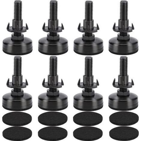 Lot de 8 pieds réglables en nylon pour meubles Charge max 300 kg Vis de réglage pour sols en bois, carrelage, moquette (1/5)