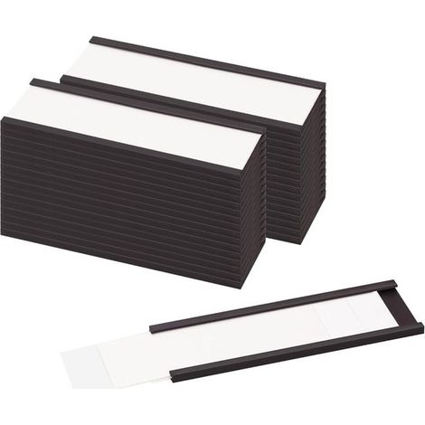 Portatarjetas magnético - 25 mm x 76 mm - 30 unidades por paquete - Apto para estantes, pizarras blancas y cajas de herramientas - Estilo B (1/5)