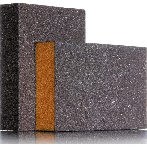 QAZQA Lot de 2 Blocs de Ponçage à Grain fin (grain 240–320), Eponges Sèches et humides, tampons de polissage en mousse abrasive, pour bois/métal/plâtre/mur/voiture/modélisation (1/5)