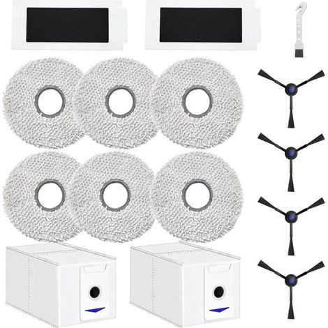 Accessoires pour ECOVACS DEEBOT T30 Pro Omni / T30 Omni Robot aspirateur pièce de Rechange, 6 Chiffon + 2 Sac à poussière + 4 brosses latérales + 2 filtres (1/5)