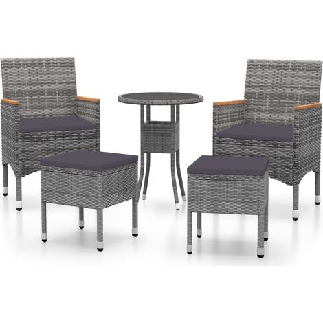 Maison Exclusive - 5-tlg. Garten-Lounge-Set Poly Rattan Grau
