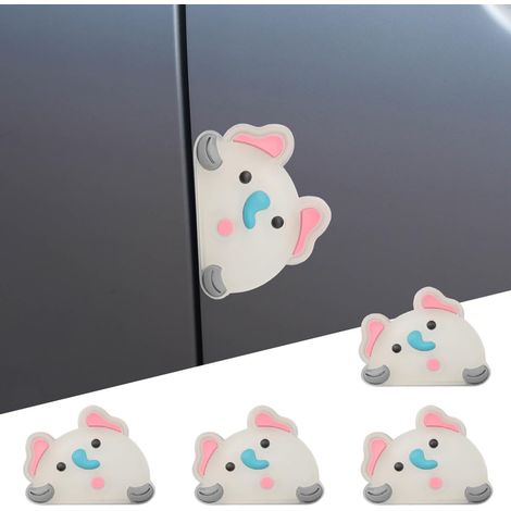Juego de 4 protectores de bordes para puertas de coche con diseño de elefante: pegatinas protectoras de PVC resistentes a los arañazos para espejos retrovisores (6 x 4 cm). (1/5)