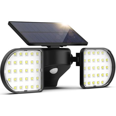 Lampe solaire d'extérieur 56 LED, lampe solaire d'extérieur avec capteur 2200 mAh, applique murale extérieure IP65, pour jardin, garage [Classe énergétique A] (1/5)