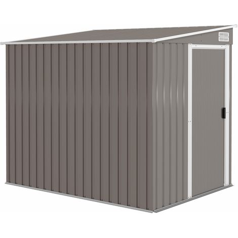 Capanno Attrezzi 1.5x2m con Base Porta Scorrevole e Tetto Inclinato in Metallo Grigio Chiaro (1/5)