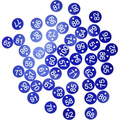 Konvolut von 50 nummerierten Etiketten 51-100 – blau – Landwirtschaft / Imkerei / Viehzucht