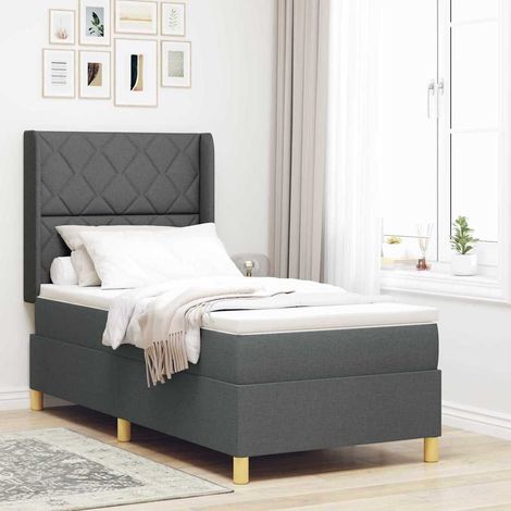 vidaXL Lit Ă ressorts avec bandes LED Gris 90 x 200 cm tissu (1/5)