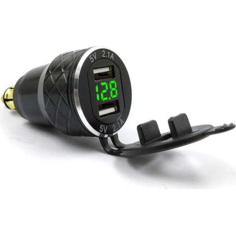 Chargeur de téléphone portable usb pour moto, prise européenne pour BMW Ducati, affichage de tension en métal, chargeur de voiture,vert (1/4)