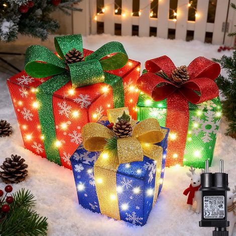 Coffrets Cadeaux Lumineux De Noël,Blanc Chaud 60 LED Lot De 3 (1/5)
