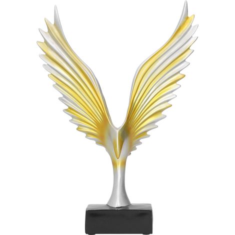 Sculpture Résine Ailes d'Ange Décor Bureau Ornement Abstrait Aigle Décoration Intérieure Doré BS-033 (1/5)