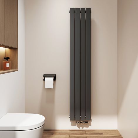 EMKE Heizkörper 1600x 300 mm Badheizkörper Paneelheizkörper Kompaktheizkörper Vertikal, Einlagig Heizkörper Bad Design Heizkörper Mittelanschluss 557W Schwarz