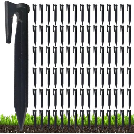 100-Pack Small Landscape Stakes, Lawn Pegs for Robotic Lawn Mowers, Garden Fences Anchors, Pet Fence Support Spikes, Durable Ground Stakes for Outdoor Use, 3.35x0.79 inches (1/5)