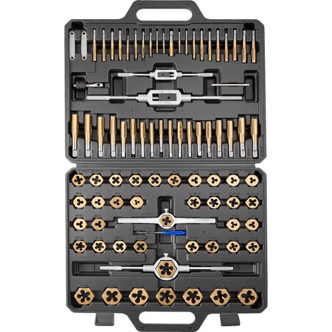 Coffret de Tarauds et Filières, 86 Pcs, Kit de Taraudage et Filetage en Acier à Roulement, Métriques M3 à M12 et Tailles SAE, Filetage à Pas Gros et Fin, Tourne-à-gauche, Mallette de Rangement (1/5)