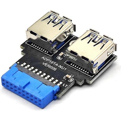 Adaptateur de carte mère USB 3.0 19/20 broches femelle vers double connecteur femelle USB 3.0 A - Modèle supérieur (1/4)