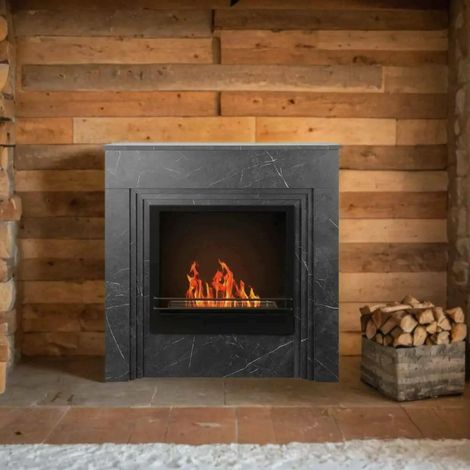Dmora - Bioethanol-Kamin Dstephanesing, Ökologischer Kamin, Rauchfreies Feuer, Heizung mit Ethanol, Made in Italy, 96x35 h96 cm, Schwarz (1/5)