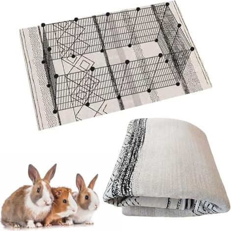 Tapis de parc lavable pour animal domestique 160 x 99,1 cm, base réutilisable pour cochon d'Inde, lapin, furet et autres petits animaux (gris) (1/5)