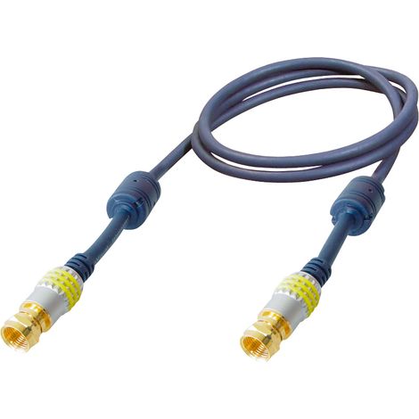 all4U BBFH1-2L Blue Series High End - Cable de metal dorado (con 2 conectores F, 2 m), color azul
