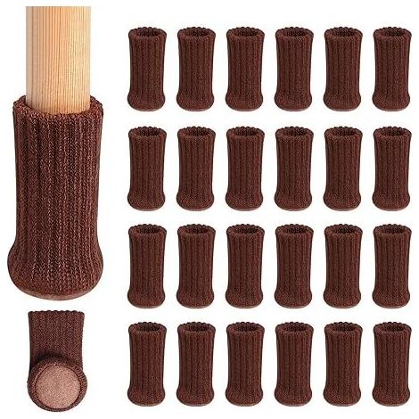QAZQA 24 pcs Protections de Sol pour Pieds de Chaise, Pieds de Meubles, Pieds de Chaise Pieds de Meuble Patins Antidérapants pour Meubles de 1 à 2 Pouces, Marron foncé (1/5)