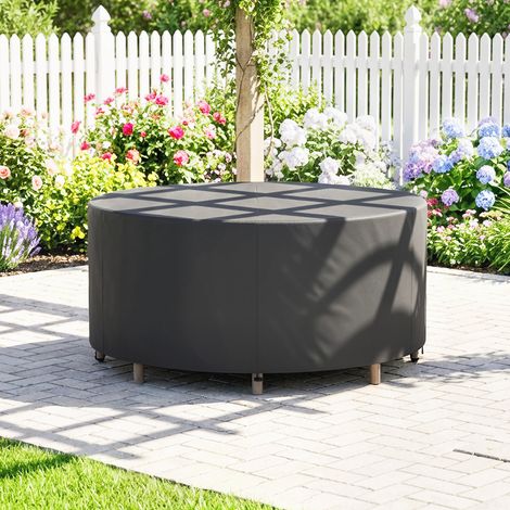 Housse de mobilier de jardin imperméable pour table ronde tissu oxford 420d pour jardin extérieur ø200 x noir 80 cm conception robuste