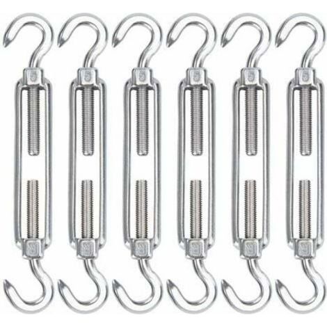 Lot de 6 Tendeur câble M5, Réglable 115-180mm, Acier inoxydable 304, Pour ombrage et corde à linge (1/3)