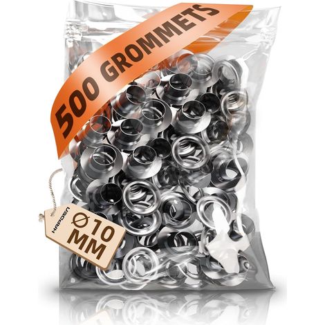 Lot de 500 œillets de rechange pour outil à œillets, 10mm (1/5)