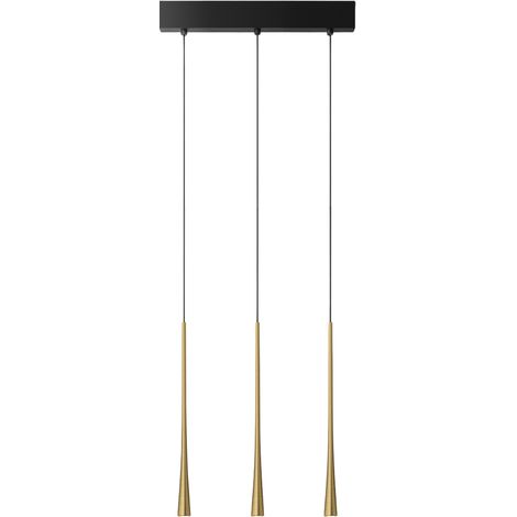 Suspension Linéaire Multiple Dafne S/3P 3 Lumières Led 16,5W 3000K Cri90 - Or Avec Rosace Noire - Gealuce (1/3)