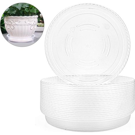 10 plateaux de drainage en plastique transparent pour pots de fleurs, soucoupes d'arrosage pour plantes d'intérieur et d'extérieur