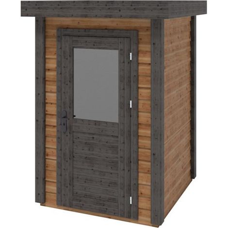 Abri de jardin en bois Mira 1.59x1.59m - 2.53m2 - Ep. 28mm - Traité (1/3)