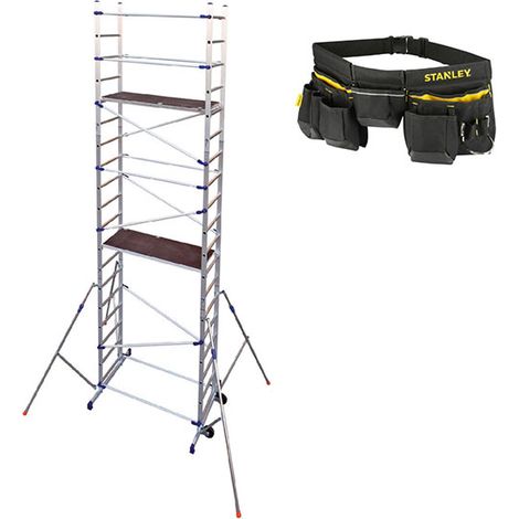 Trabattello domestico - 2 piattaforme - Altezza mass di lavoro 6.46m + Cintura porta-attrezzi - PN/CLA-CEINTURE