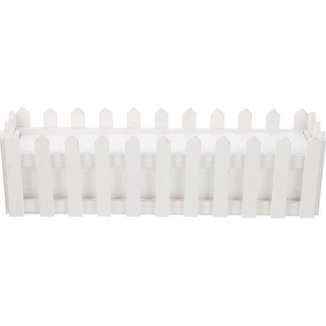 pot de fleurs artificiel en bois, panier à plantes, jardinière décorative pour clôture-40.00X11.00X9.00CM-White (1/3)