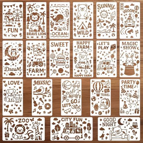 20 Pièces Modèle Pochoir Réutilisable en Plastique,pour la décoration,Gabarit de peinture - DW (1/5)