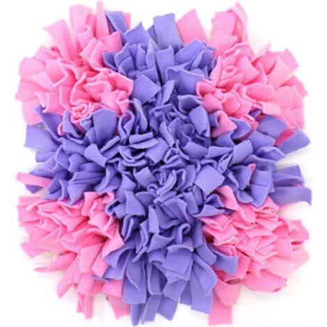 Tapis de jeu/reniflement lavable, pliable et antidérapant pour chien, motif croisé rose et violet. (1/4)
