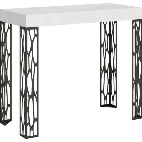 Consolle allungabile 90x40/300 cm Ghibli Bianco Frassino telaio Antracite (1/5)