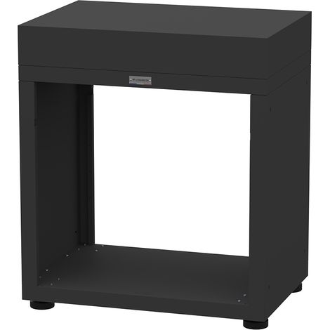 Le Marquier – Meuble cuisine extérieure noir 80 x 55 cm – Acier époxy traité – 4 pieds réglables – Grand espace de rangement