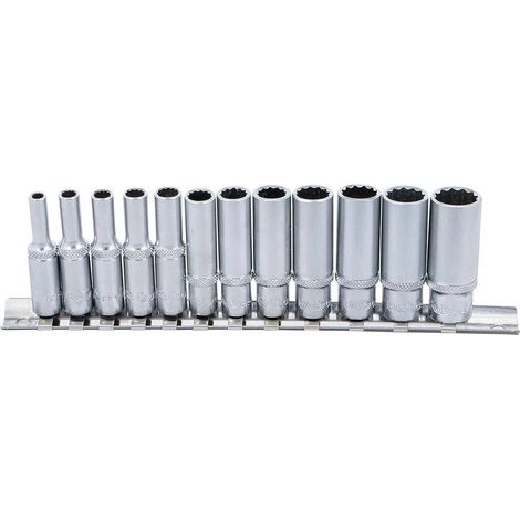Jeu de Douilles Longues 6,3 mm (1/4) - 12 pcs, Douze Pans - Précision et Durabilité, Acier, Zones Difficiles - D-Work (1/5)