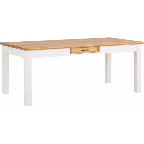 Selma-Table à manger 180 cm avec 1 tiroir en pin blanc (1/5)