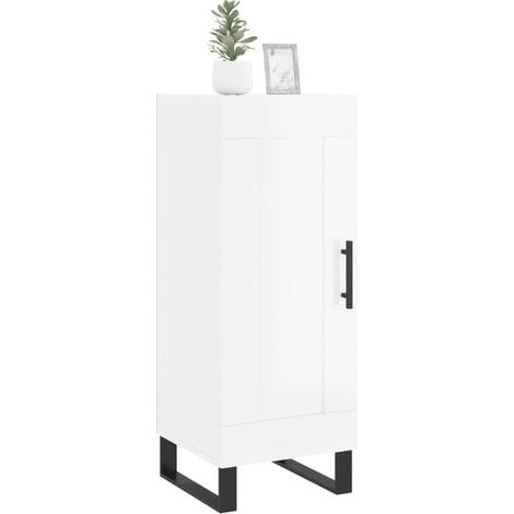 Buffet de Cuisine Blanc Brillant 34,5x34x90 cm - Meuble Rangement Moderne en Bois d'Ingénierie pour Salle à Manger et Entrée (1/5)